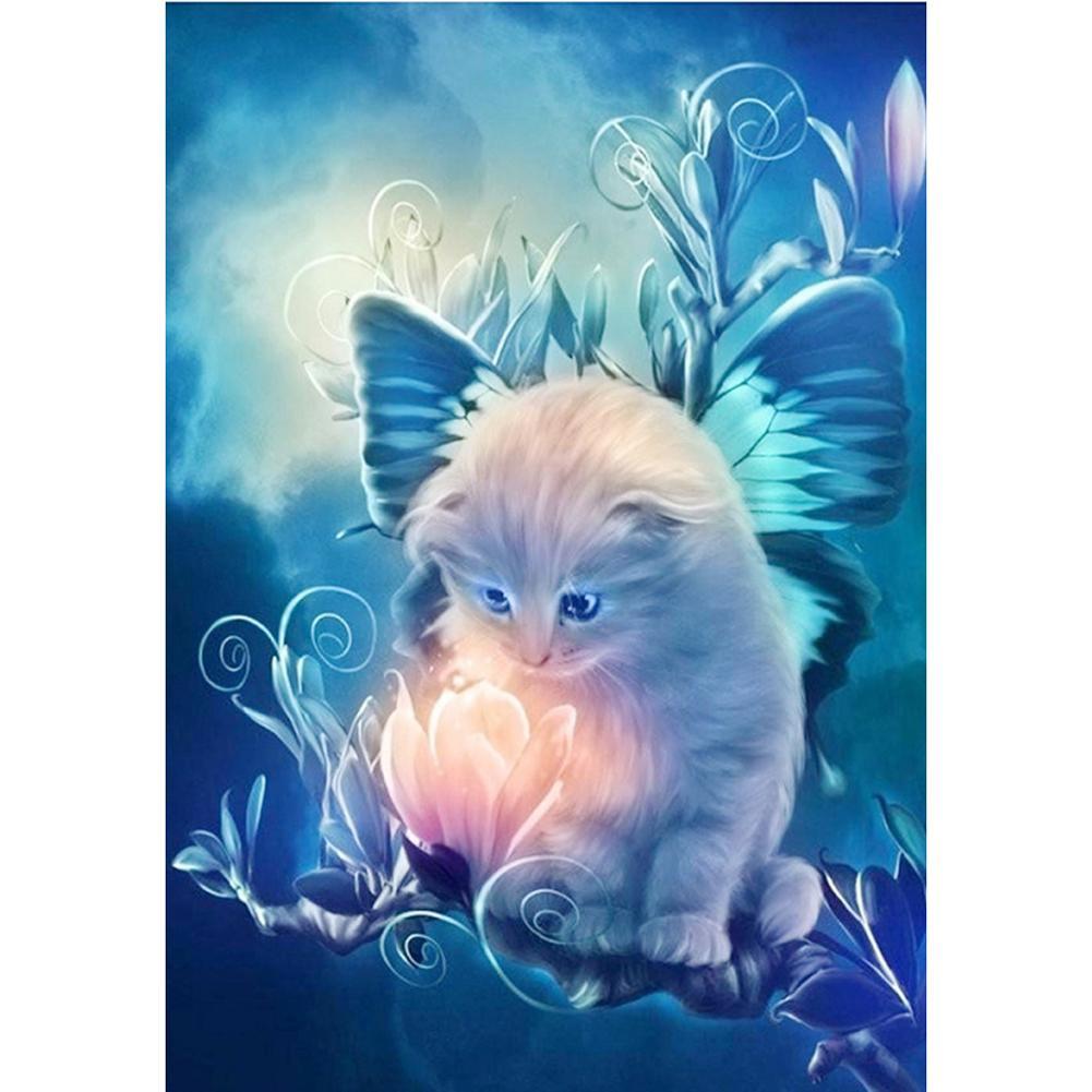 Chat mignon - peinture complète de diamant - 40x30cm