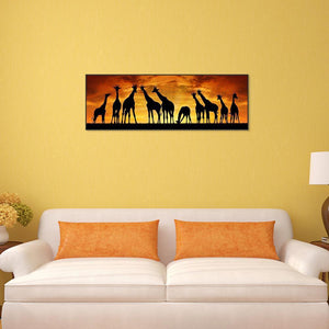 Girafes de coucher du soleil - peinture complète de diamant - 80x30cm