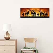 Charger l&#39;image dans la galerie, Girafes de coucher du soleil - peinture complète de diamant - 80x30cm
