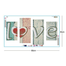 Charger l&#39;image dans la galerie, 4pcs/set love - peinture en diamant ronde - 80x45cm
