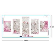 Charger l&#39;image dans la galerie, 5pcs/set flower - peinture en diamant ronde - 95x45cm
