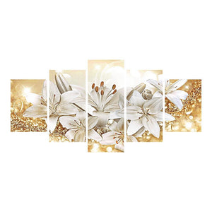 5pcs/set flower - peinture en diamant ronde - 95x45cm