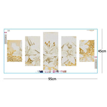 Charger l&#39;image dans la galerie, 5pcs/set flower - peinture en diamant ronde - 95x45cm
