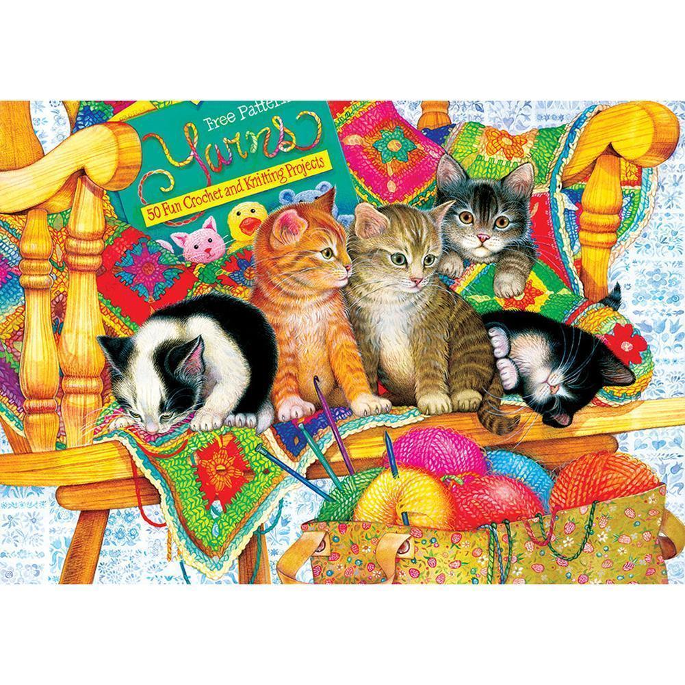 Animaux mignons - diamant rond complet - 40x30cm