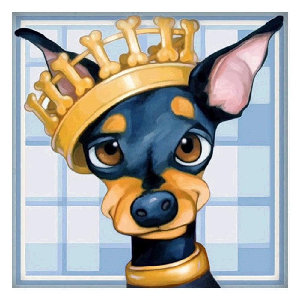 Chien - diamant rond complet - 25x25cm