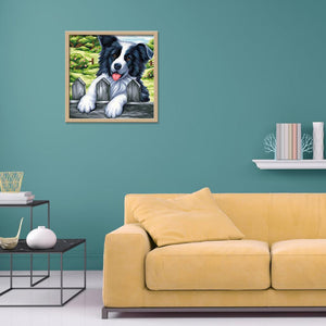 Chien - diamant rond complet - 25x25cm