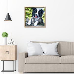 Chien - diamant rond complet - 25x25cm