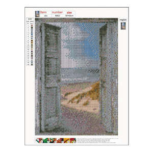 Salle vue sur la mer - diamant rond complet - 30x40cm