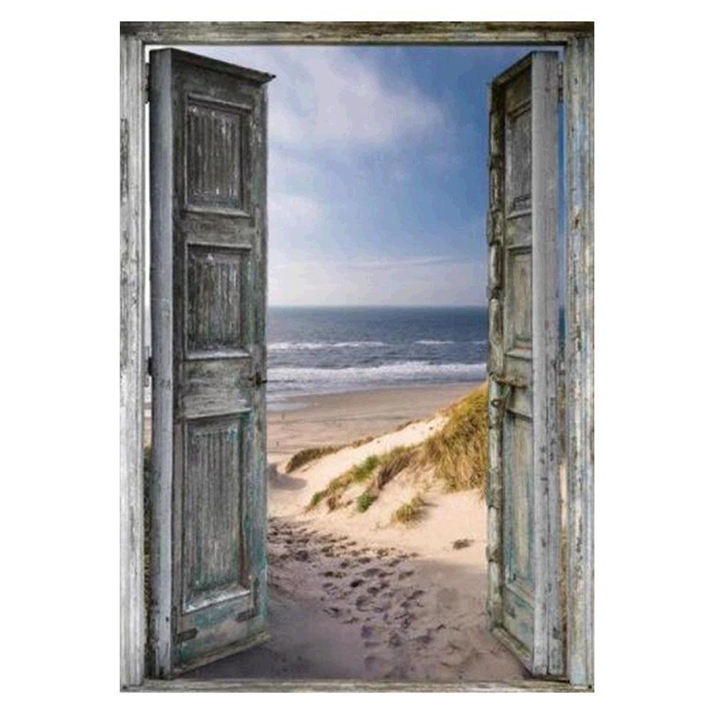 Salle vue sur la mer - diamant rond complet - 30x40cm