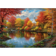 Charger l&#39;image dans la galerie, Lac d’automne - peinture diamant pleine - 40x30cm
