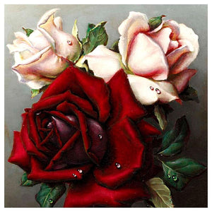 Fleur de rose - peinture complète de diamant - 30x30cm