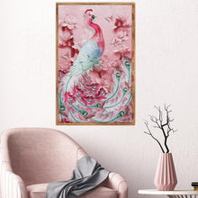 Charger l&#39;image dans la galerie, Peafowl rose - peinture en diamant complet - 40x30cm
