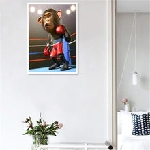 Charger l&#39;image dans la galerie, Singe boxeur - diamant rond complet - 40x30cm
