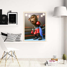 Charger l&#39;image dans la galerie, Singe boxeur - diamant rond complet - 40x30cm
