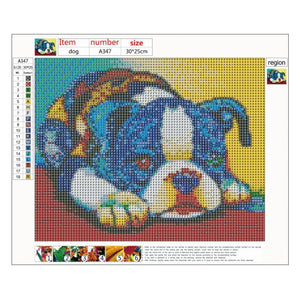 Chien - diamant rond complet - 30x25cm