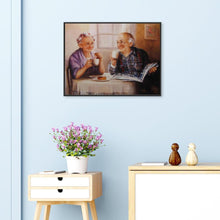 Charger l&#39;image dans la galerie, Amoureux heureux vieux - diamant rond complet - 40x30cm
