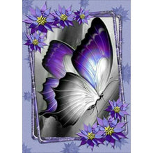 Charger l&#39;image dans la galerie, Papillon violet - peinture en diamant complet - 40x30cm
