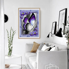 Charger l&#39;image dans la galerie, Papillon violet - peinture en diamant complet - 40x30cm
