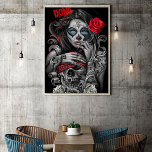 Beauté de crâne - peinture complète de diamant - 40x30cm