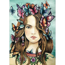 Charger l&#39;image dans la galerie, Fille de papillon - peinture complète de diamant - 40x30cm
