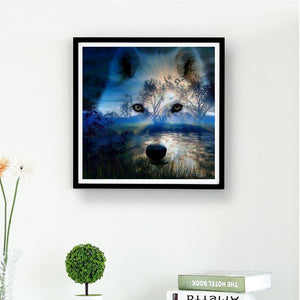 Loup animal - peinture en diamant complet - 30x30cm