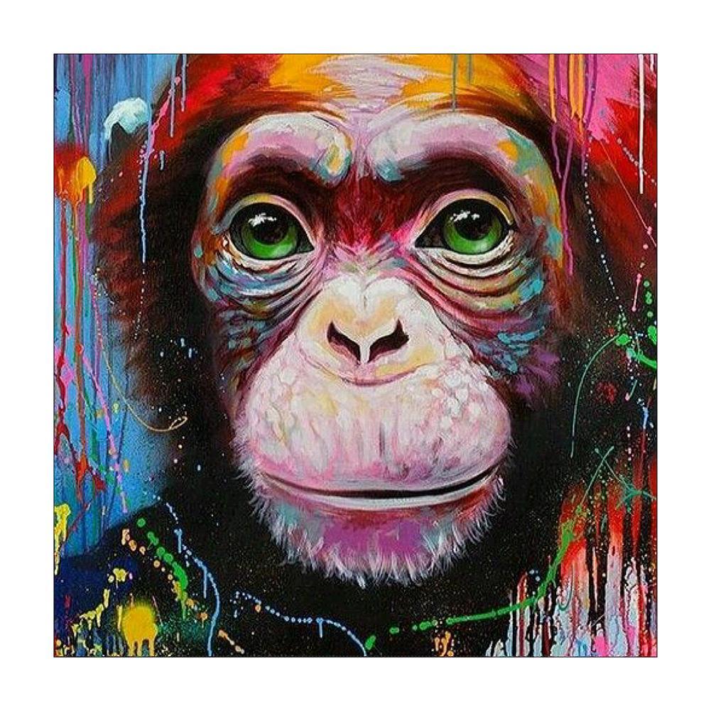 Singe animal - peinture en diamant complet - 30x30cm