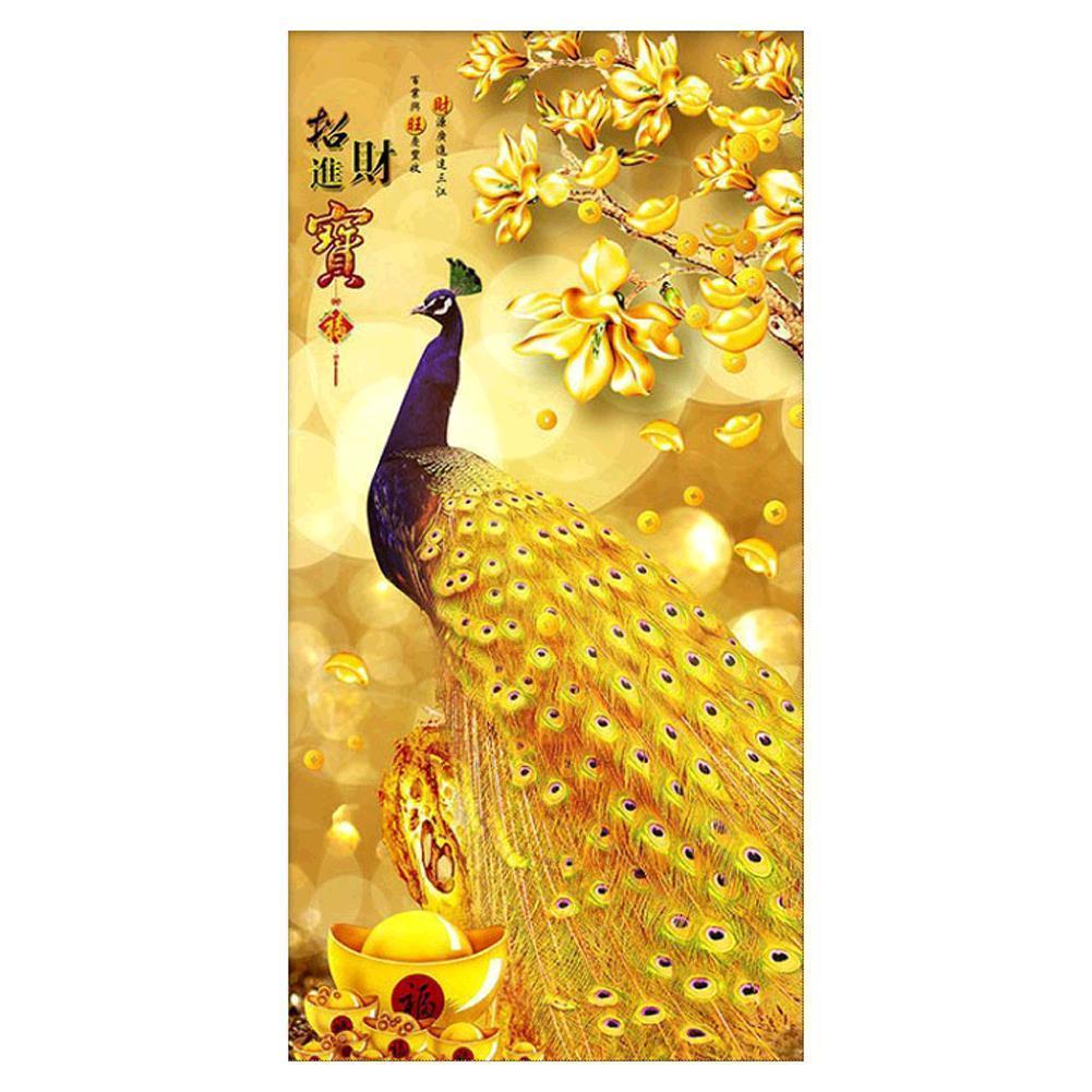 Paon - diamant rond complet - 20x50cm