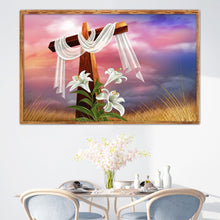 Charger l&#39;image dans la galerie, Croix de Pâques - diamant rond complet - 40x30cm
