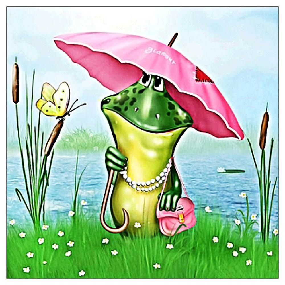 Grenouille - diamant rond complet - 30x30cm