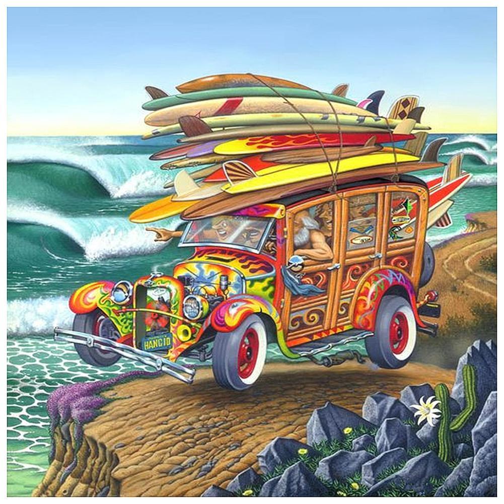 Voiture de nouveauté - diamant rond complet - 30x30cm