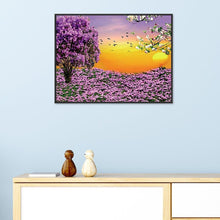 Charger l&#39;image dans la galerie, Fleurs violettes - diamant rond complet - 40x30cm
