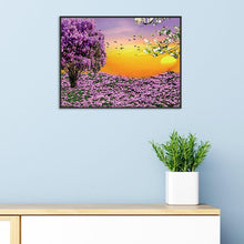 Charger l&#39;image dans la galerie, Fleurs violettes - diamant rond complet - 40x30cm
