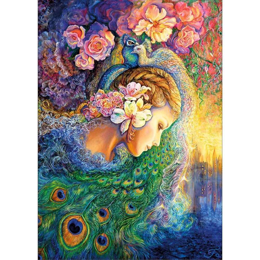 Beauté de paon - diamant rond complet - 40x30cm