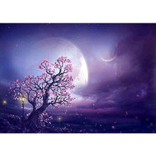 Charger l&#39;image dans la galerie, Nuit d’arbre rose - diamant rond complet - 40x30cm
