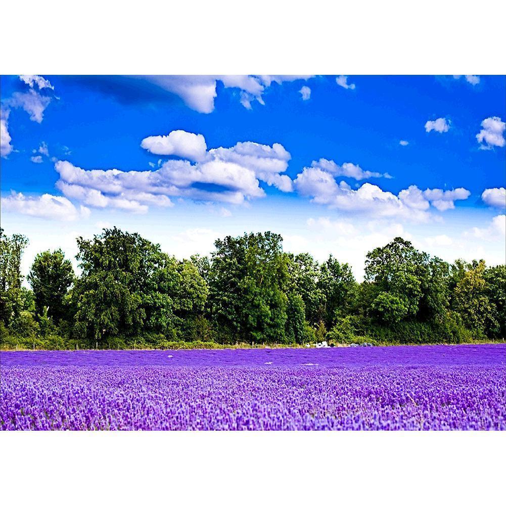 Fleurs violettes - diamant rond complet - 40x30cm