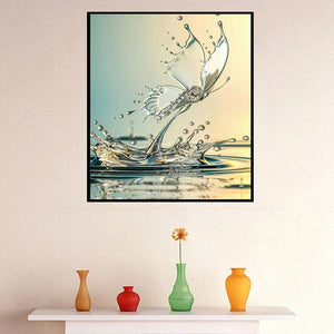 Vague d’eau - diamant rond complet - 40x30cm