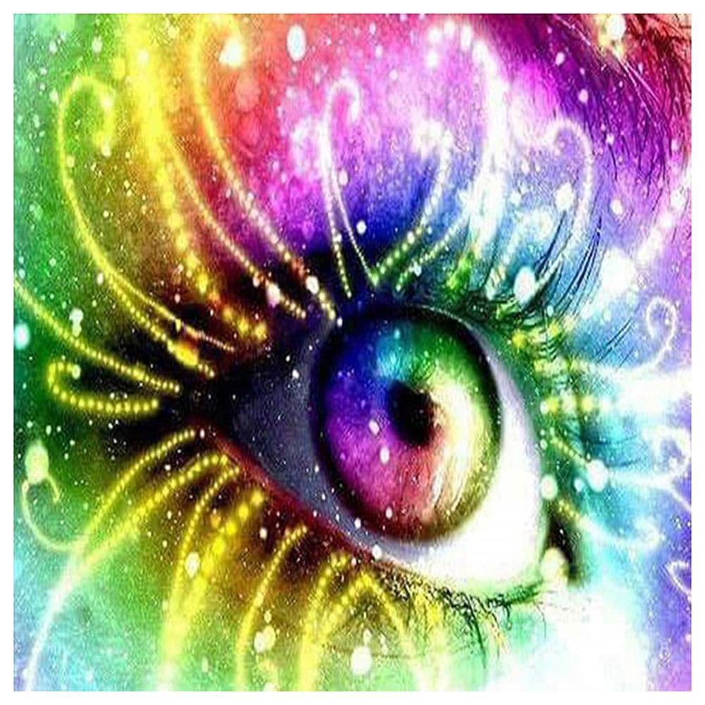 Oeil coloré - diamant rond complet - 30x30cm