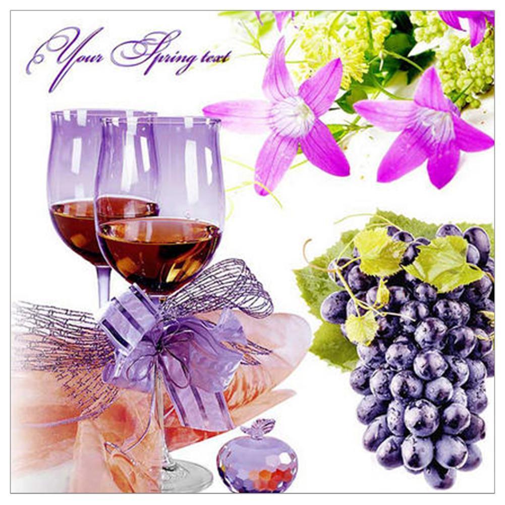 Vin de raisin - diamant rond complet - 30x30cm