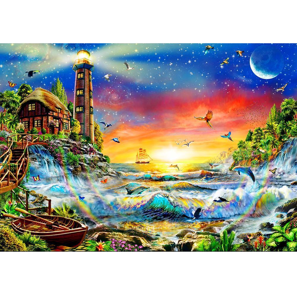Paysage fantastique - peinture diamant pleine - 40x30cm