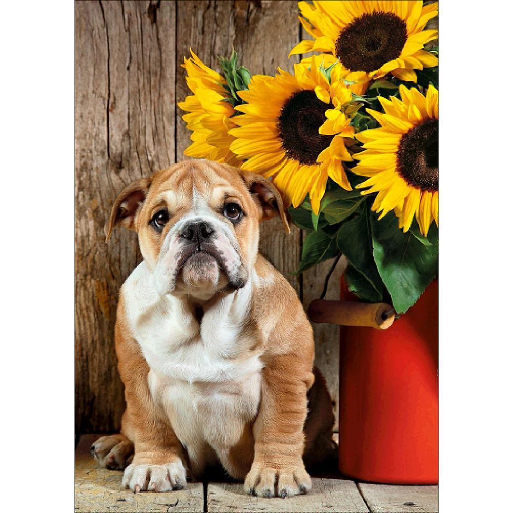 Chien - diamant rond complet - 30x40cm