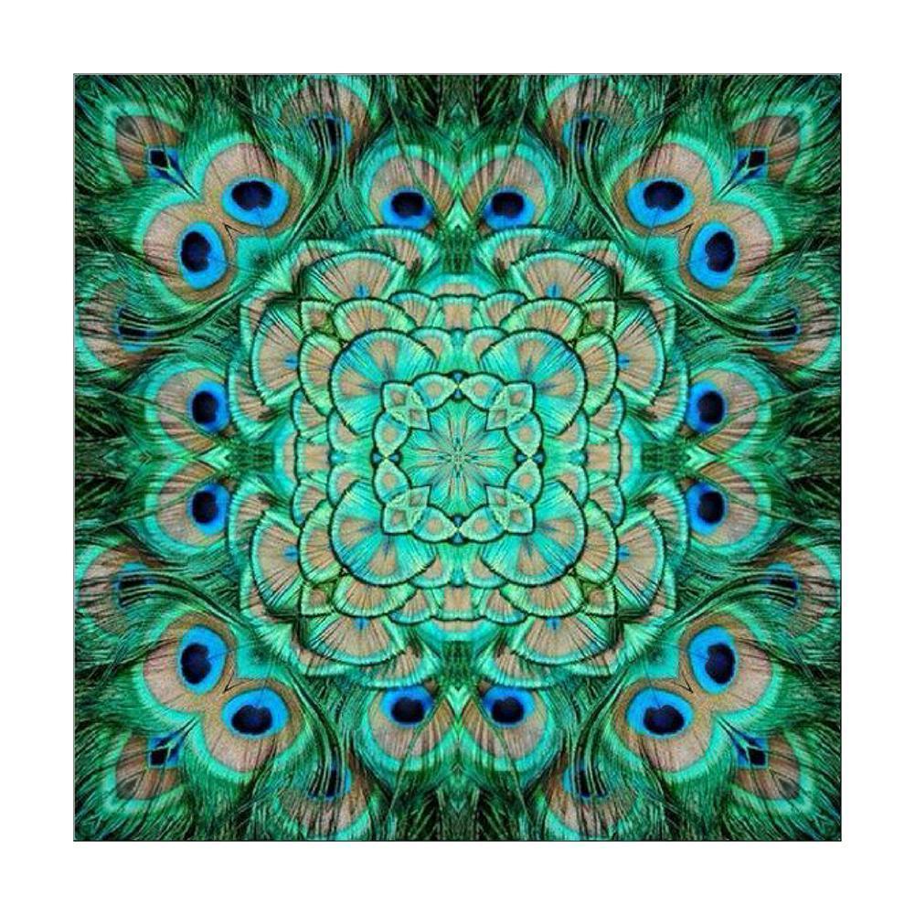 Paon - diamant rond complet - 30x30cm