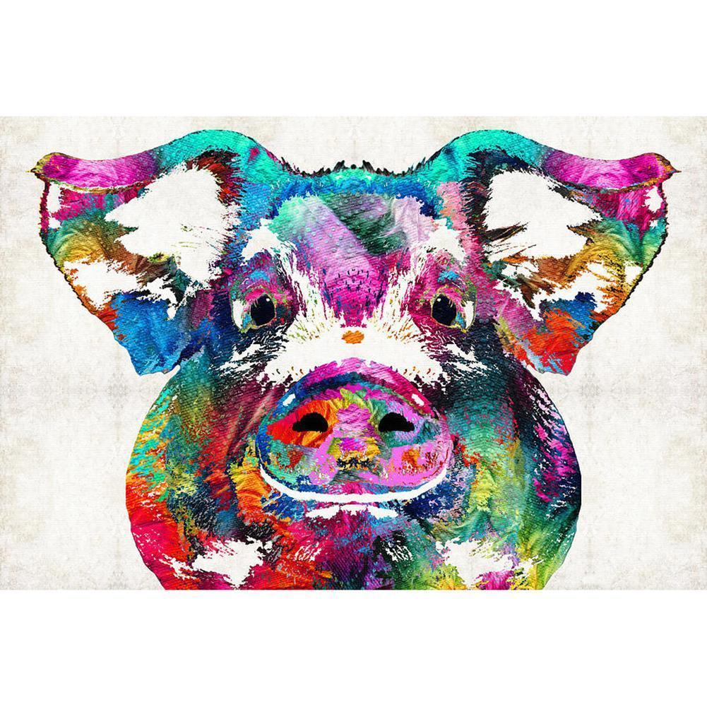 Cochon coloré - peinture complète de diamant - 40x30cm