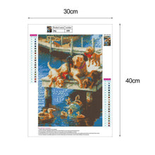 Charger l&#39;image dans la galerie, Canards de chiens - diamant rond complet - 30x30cm
