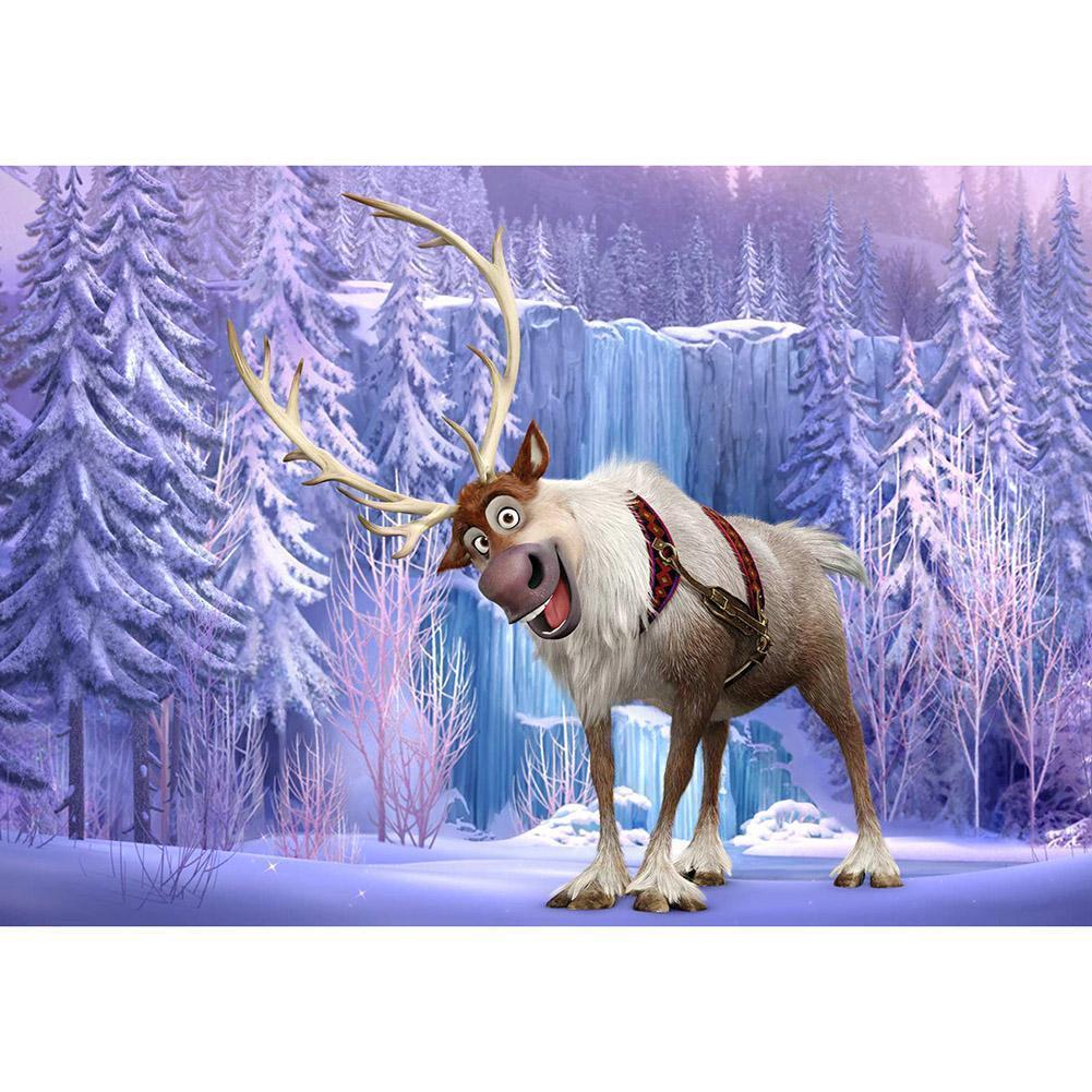 Cerf - diamant rond complet - 40x30cm