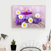 Charger l&#39;image dans la galerie, Fleurs violettes - diamant rond complet - 40x30cm
