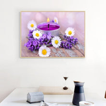 Charger l&#39;image dans la galerie, Fleurs violettes - diamant rond complet - 40x30cm
