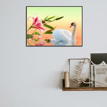 Charger l&#39;image dans la galerie, Cygne de fleur - diamant rond complet - 40x30cm
