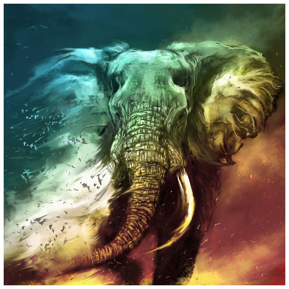 Éléphant - peinture en diamant complet - 30x30cm