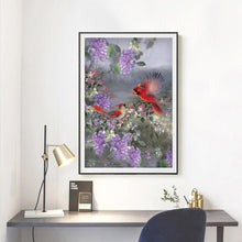 Charger l&#39;image dans la galerie, Oiseau de fleur - diamant rond complet - 40x30cm
