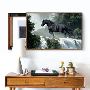Cheval de course - diamant rond complet - 40x30cm